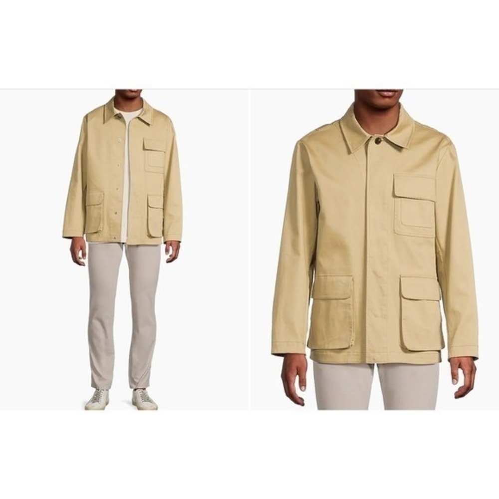 Vince Mens Tan Bonded Cotton Hunting Jacket Chore Utility XL‎ Italian Fabric
